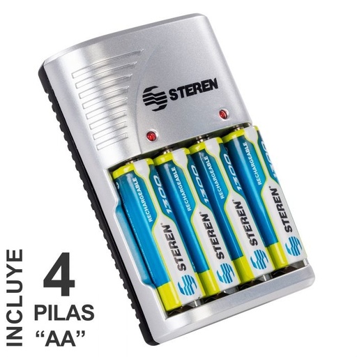 [POW51143] Cargador De Pilas Steren CRG-020 Para 1 - 4 Pilas AAA/AA/9V