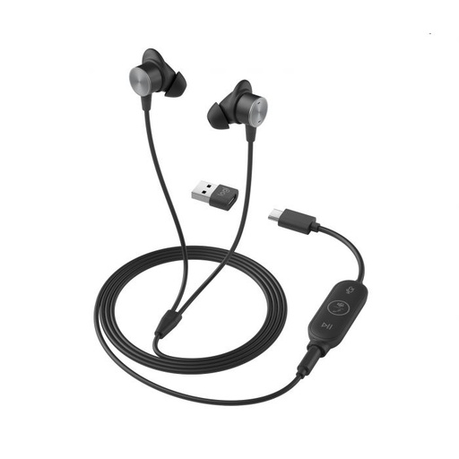 [SEC98211] Audífonos con micrófono Logitech Zone Wired Earbuds, USB-C, 3.5mm. Color Negro