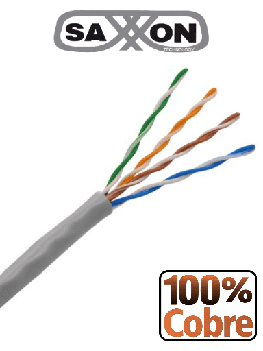 [NET1080] Saxxon outpcat5e100m - cable utp 100% cobre / categoria 5e / color gris / interior / 100  mts / fluke test / 4 pares / redes / v