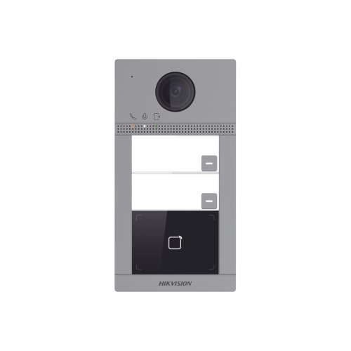 [MNS38451] Videoportero ip 2 megapixel / llamada y apertura remota desde app hik-connect / poe / exterior ip65 + antivandalico ik08 / 2 departamentos / apertura con tarjeta / soporta 2 puertas y hasta 6 monitores