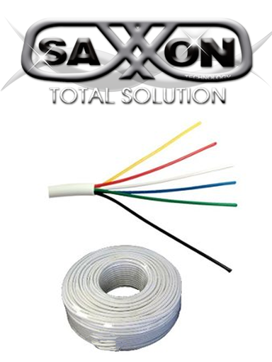 [SEC1341] Saxxon owac6100j - cable de alarma / 6 conductores / cca/ calibre 22  awg / 100 metros / recomendable para control de acceso / v