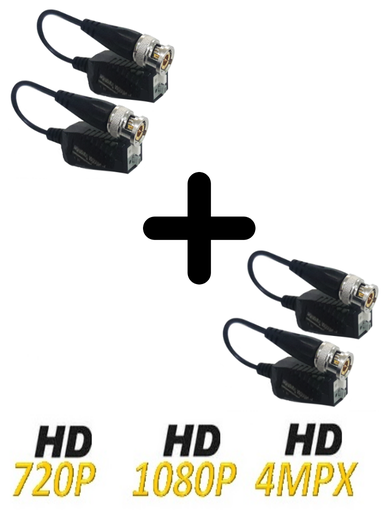 [NET1090] Utepo utp101phd404 - paquete de 4 pares de transceptores pasivo/ push / hdcvi 720p 250m, 1080p 200m  / tvi 720p 250m, 1080p 200m
