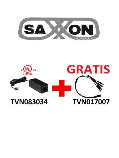 [POW51238] Paquete Fuente de Poder Saxxon 12Vcc 5 Amperes/Divisor Para 4 Cámaras Ideal Para Equipos de Alto Consumo/Usos Múltiples
