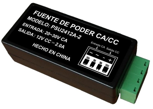 [ACC697394] Saxxon psu2412a2 - convertidor de energia a 12v 2 a mp / entrada de voltaje 24v ac / recomendable para alimentacion de camaras c