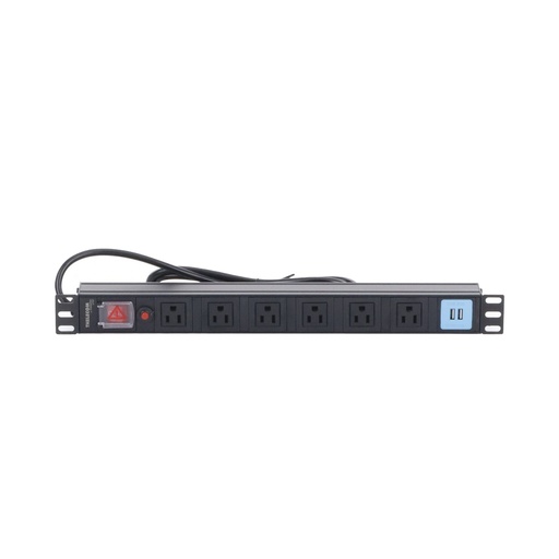 [NET31004] PDU Para Rack Thorsman THTCM6CUSB 1U A-8V 15A 125V 6 Contactos 