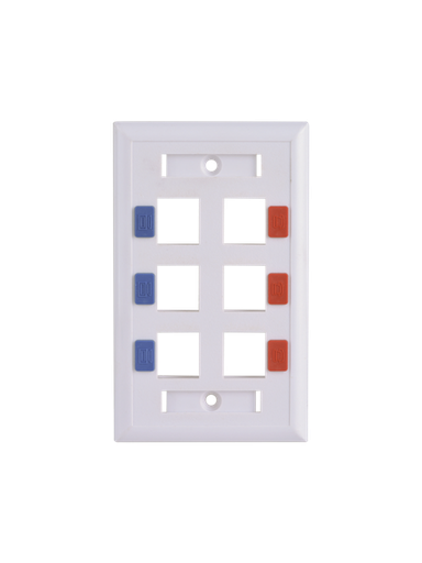 [ACC697426] Saxxon a1756e - placa de pared / vertical / 6 puertos tipo keystone / color blanco / con etiquetas