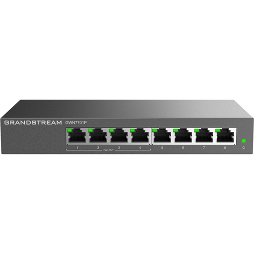 [SEC99547] Switch Grandstream Gigabit Ethernet GWN7701P 8 Puertos (4x PoE) 10/100/1000Mbps + 1 Puertos SFP+ 60W 16 Gbit/s 8.000 Entradas No Administrable