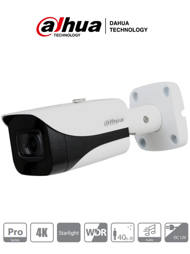 [SEC1430] Dahua hfw2802e-a-036 - camara bullet 4k starlight/ 8 megapixeles/ lente de 3.6mm/ 0.005 lux color/ wdr real/ ir de 40m/ ip67/ 3d