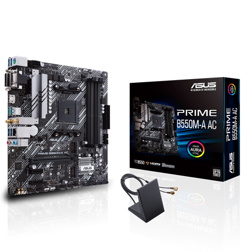 [ACC779617] Tarjeta madre asus prime b550m-a ac 4xddr4 128gb 4800mhz pcie 4.0 m.2 1xd-sub 1xhdmi 1xdvi-d s am4 matx wi-fi bt