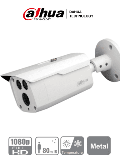 [SEC1474] Cámara Tipo Bullet Dahua HFW1200D36 de 2MP 1080p Smart IR hasta 80m IP67