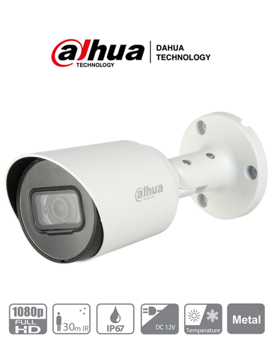 [SEC1495] Cámara CCTV Bullet IR Dahua Interiores Exteriores HAC-HFW1200T-36 Alámbrico 1920x1080 Pixeles Día Noche