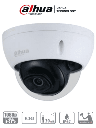 [SEC1578] Cámara IP Domo IR Dahua Interiores Exteriores HDBW1230E Alámbrico 1920x1080 Pixeles Día Noche