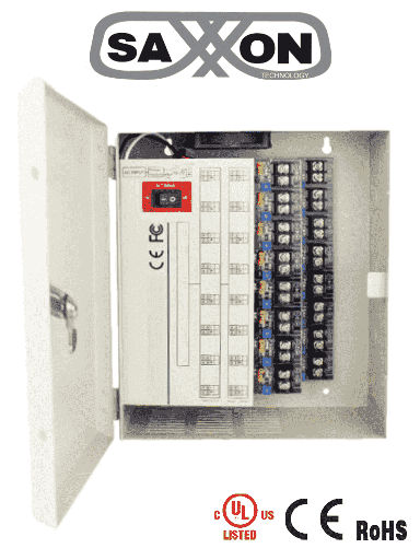 [POW51280] Fuente De Poder Regulada Saxxon PSU1220-D16H 12V 20A Para 16 Cámaras