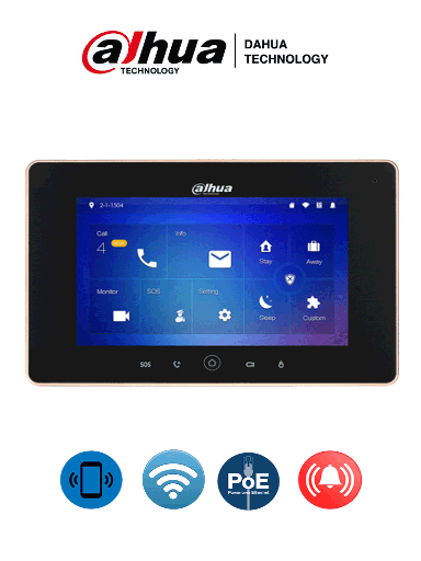 [MNS35185] Dahua vth5221ds2 - monitor ip touch de 7 pulgadas / conexion  wifi y ethernet /  poe  802.3af / sd hasta 32gb / 32 camaras ip / 