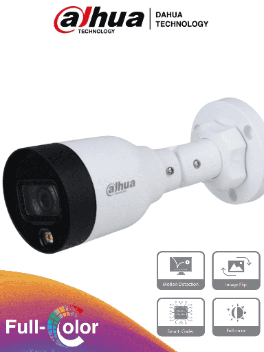 [SEC1792] Cámara IP Bullet IR Dahua Interiores Exteriores HFW1239S1-LED-S4 Alámbrico 1920x1080 Pixeles Día Noche