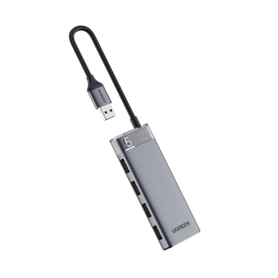 [SEC100927] Hub usb-a 3.2 gen1 4 en 1 | 4 puertos usb-a (5gbps) | carcasa abs + pc | soporta otg | luz indicadora led | cable de nylon trenzado de 20cm (mas de 20000 flexiones) | interfaz niquelada | color gris metalizado.