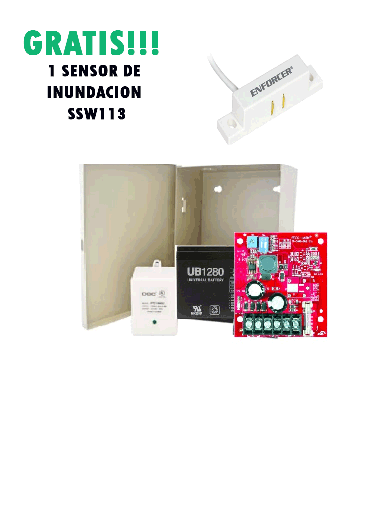 [SEC1836] Sec kit fuente de poder 1 - kit de poder contiene 1 fuente de poder de 1.5 amp, bateria de respaldo, transformador y gabinete