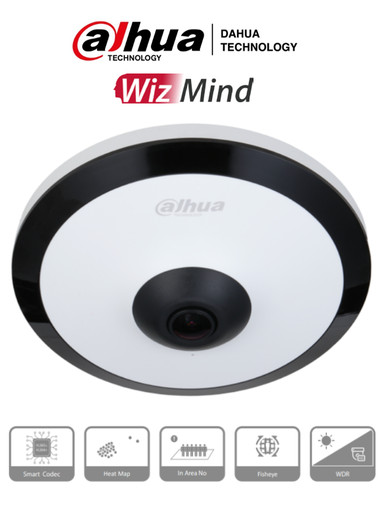 [AUD69854] Dahua ipc-ew5541-as - cámara ip fish eye de 5 megapixeles/ winzmind/ ir de 10 mts/ h.265+/ poe/ wdr real/ micrófono integrado/ h