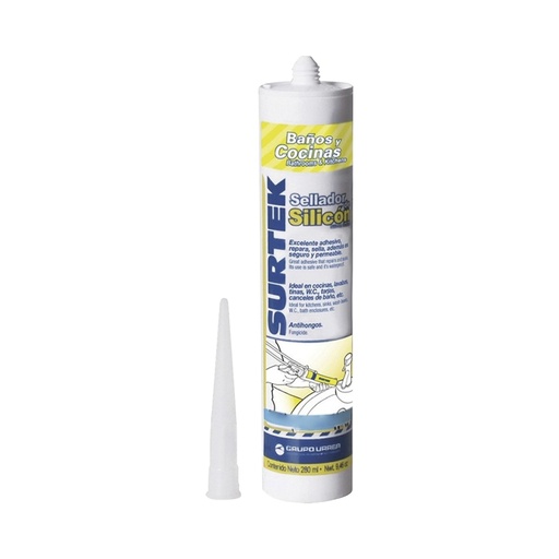 [TOO798] Silicón Para Baños y Cocinas Surtek SYS-113-452 Color Blanco Contenido 280 ml