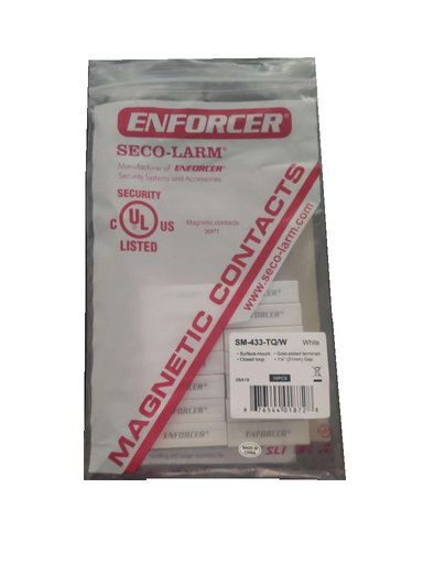 [SEC1876] Seco larm 10pkw  -paquete de 10 contactos magneticos sm433tq/w  blancos de sobreponer 1-1/4" (31mm) gap compatible paneles dsc /