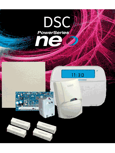 [POW51295] Dsc neo-icon-sb - paquete serie neo con panel hs2032 de 8 zonas cableadas expandible a 32 / teclado de iconos hs2icn / sensor pi