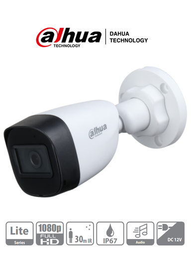[SEC1889] Cámara CCTV Bullet IR Dahua DH-HAC-HFW1200CN-A Para Interiores Exteriores Inalámbrico 1920x1080 Pixeles Día Noche