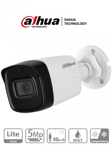 [SEC1892] Cámara CCTV Bullet IR Dahua Interiores/Exteriores DH-HAC-HFW1500TLN-0280B-S2 Alámbrico 2880x1620 Pixeles Día/Noche