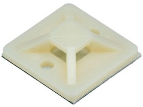 [WIR86323] Montaje-sujetador adhesivo de 4 vías de 3/4" x 3/4" x 1/4", color natural,  nylon 6.6 retardante de llamas v-2, paquete de 100pz
