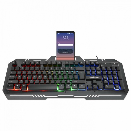 [KNM182243] Teclado Gamer Manhattan 180610 RGB Alámbrico Con Base Para Celular