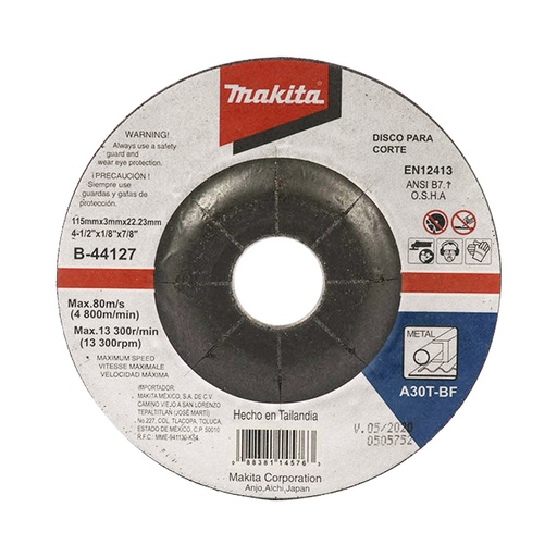 [TOO867] Disco De Corte Makita B-44127 Para Metal de 4 1/2"