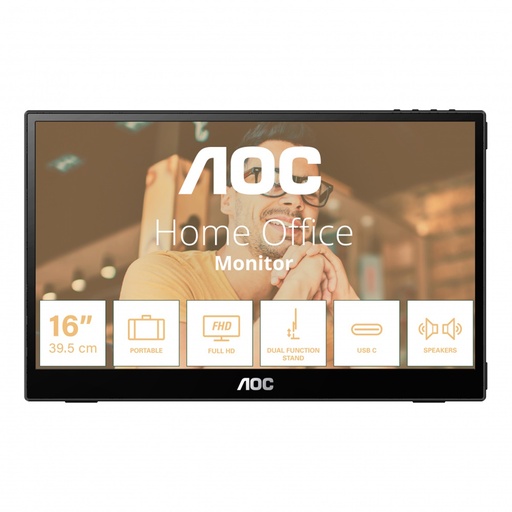 [MNS38557] Monitor Portátil AOC 16T3E LED 15.6" Full HD Bocinas Integradas 2x1W