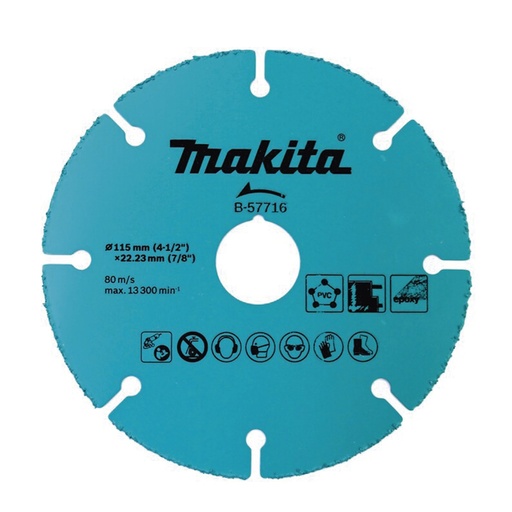 [TOO1020] Disco De Carburo De Tugsteno Makita B-57716 4 1/2" Multi-material Para Emeriladora Ideal Para Yeso y Epóxicos