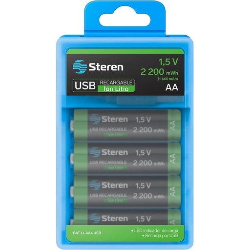 [POW54430] Paquete De Baterias Recargables Steren 4x AA Blíster USB LI-ION