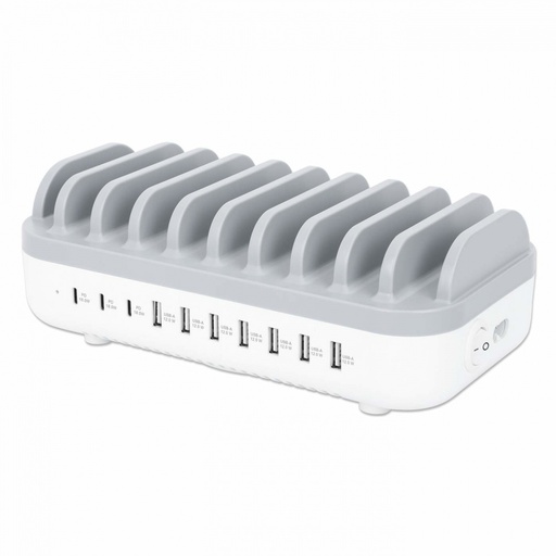 [ACC779954] Manhattan Estación de Carga 180856, 7x USB A, 3x USB C, Blanco/Gris