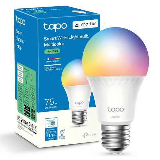 [ELE35309] Foco Regulable Inteligente TPL-Link Tapo L535E WiFi Luz Fría/Cálida Base E27 8.6W 1055 Lúmenes Ahorro de 89% vs Foco Tradicional 75W