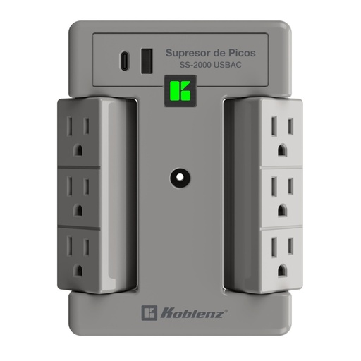 [ACC780041] Supresor de Picos Koblenz 00-5361-00-1 USB 6 Contactos 5-15R 1x USB-C 1x USB-A 2000 Joules