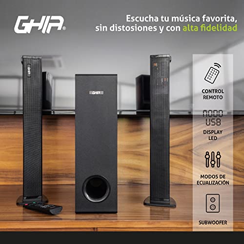 [AUD73603] Barra de sonido detachable ghia 2.1 canales bluetooth usb aux