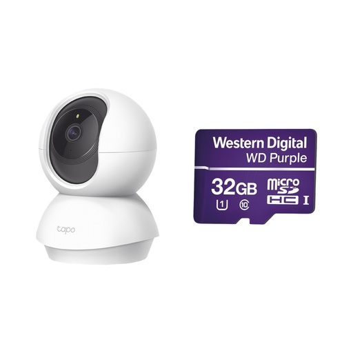 [SEC103715] Kit de Cámara IP Wi-Fi TP-Link TAPOC200 2 MP Audio Doble Vía Utiliza La App Tapo 1 Memoria Micro SD WD32MSD