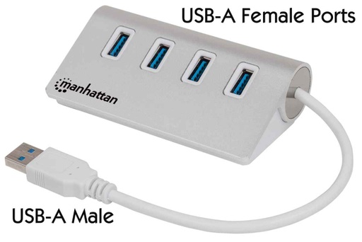 [ACC697854] Hub manhattan usb v3.0  chasis de aluminio 4 puertos c/fuente 163767