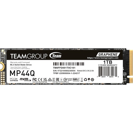 [SNR88366] Unidad De Estado Solido SSD Team Group MP44Q NVMe 1TB PCI Express 4.0 M.2