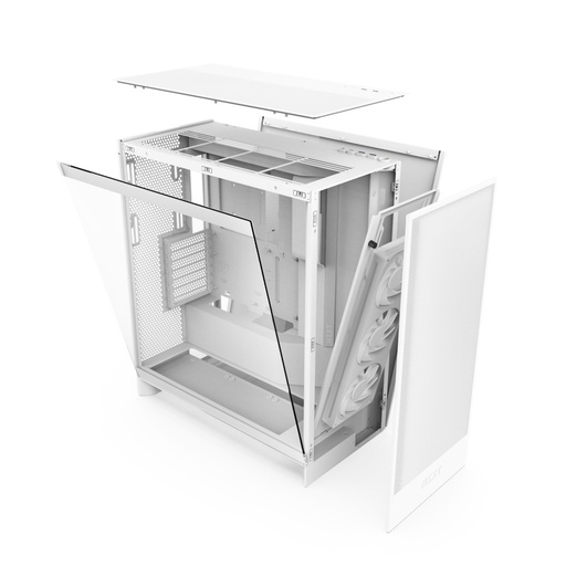 [CAB29082] Gabinete NZXT H7 Flow RGB con Ventana, Midi-Tower, E-ATX/ ATX/Micro-ATX/Mini-ITX, USB 3.2, sin Fuente, 3 Ventiladores RGB Instalados, Blanco