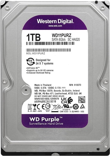 [SNR88411] Disco duro wd 3.5" 1tb wd11purz purple 5400 rpm 64mb sata3