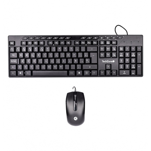 [KNM182600] Kit de Teclado y Mouse TechZone TZACCBA01 Alámbrico USB Español