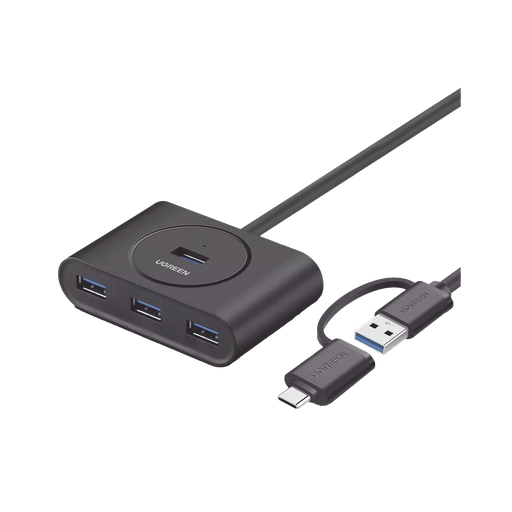 [SEC105353] Hub usb-a/c 3.0 4 en 1 | con conector usb-c | 4 puertos usb-a 3.0 (5gbps) | cable de 25cm | indicador led | ideal para transferencia de datos | entrada micro usb para alimentar equipos de mayor consumo.