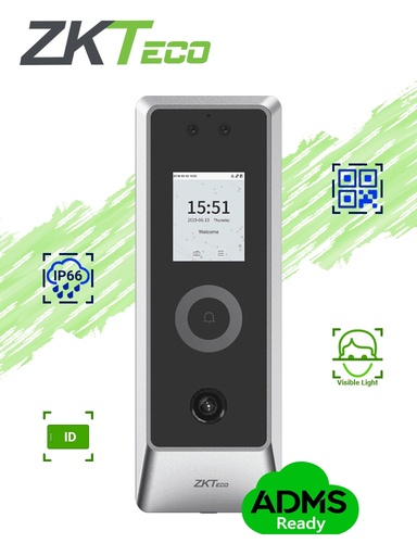 [SEC105403] ZKTECO PROMAQR - Control de Acceso Facial / QR / Exterior IP66 / IK07 / 30,000 Rostros / 50,000 Tarjetas 125 Khz