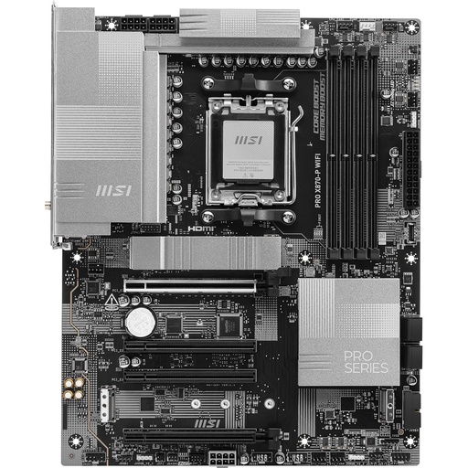 [MOB70677] MSI Pro X870-P WiFi ProSeries Motherboard (procesadores AMD Ryzen de la Serie 9000/8000/7000, AM5, DDR5, PCIe 5.0, M.2 Gen5, SATA 6Gb/s, USB 40Gbps, HDMI/DP, Wi-Fi 7, Bluetooth 5.4, 5Gbps LAN, ATX)