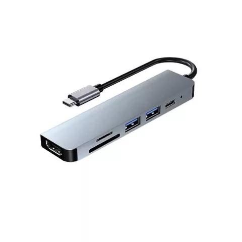 [ACC781041] DockStation HUB DBUGG 6 EN 1 UB GR UB61 Hub 6 en 1 UB61 Urban Balance, Con cables USB 3.0 o 2.0 , HDMI y USB Tipo C. Apertura para tarjeta SD