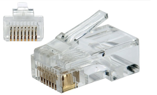 [ACC698050] Sbetech 24018p8c - plug rj45 8 posiciones 50 micras de oro cat5e, paq 50 pza