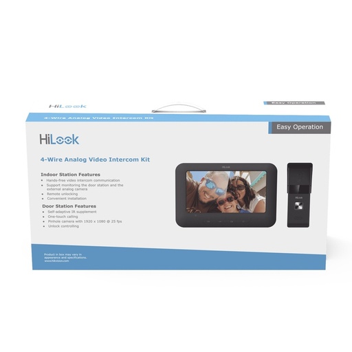 [SEC106094] Kit de Videoportero Analógico HiLook VI-K13P Pantalla LCD a Color 7" Frente de Calle Para Exterior IP65 Salida de Relevador