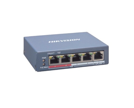 [MNS39108] Switch gigabit  poe+ / monitoreable / 4 puertos 10/100 mbps poe+ / 1 puerto 10/100 mbps uplink / modo estendido hasta 300 metros /  45 w